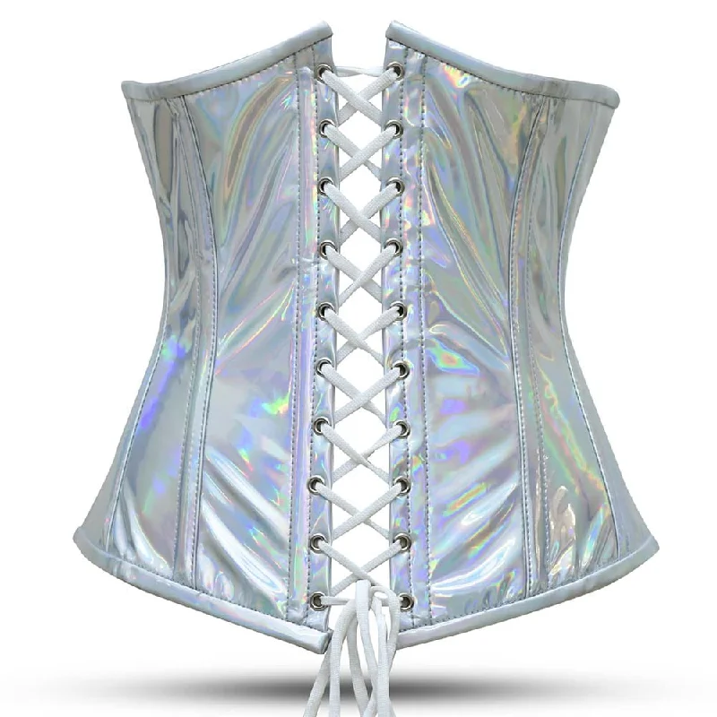 Compression bustiers for a slimming effectShiny Silver Half Bust corset - Laced Corset
