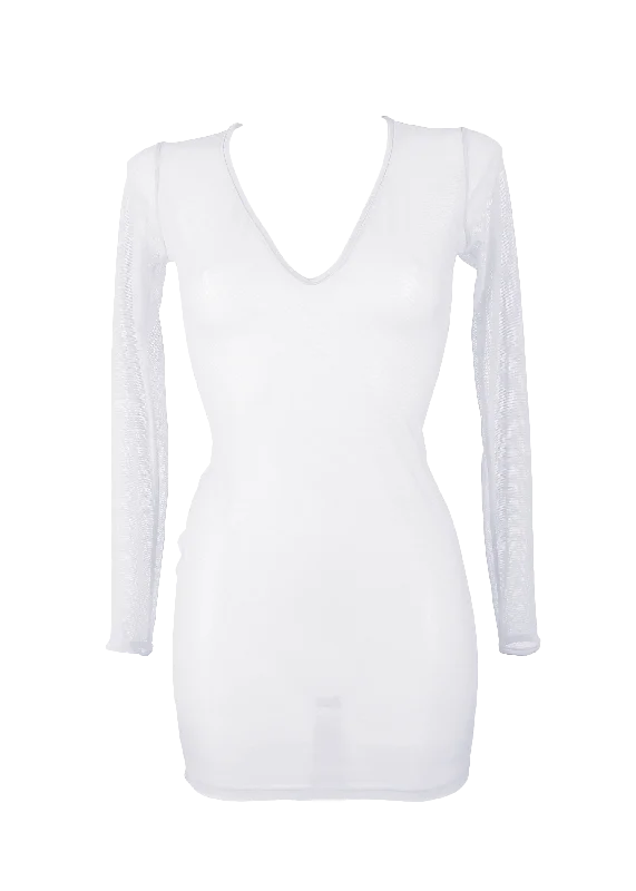 Mermaid - style sexy gowns for a glamorous effectDress Long Sleeve Cover-Up / SUNSET DRESS SWIM WHITE Mermaid - style sexy gowns for a glamorous effectDress Long Sleeve Cover-Up / SUNSET DRESS SWIM WHITE