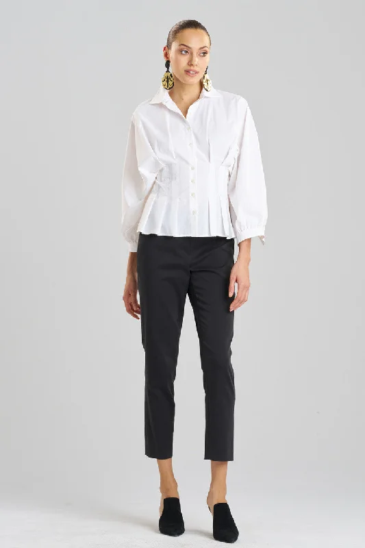 Women's Tummy Control Lingerie Techno Poplin Pleated Shirt