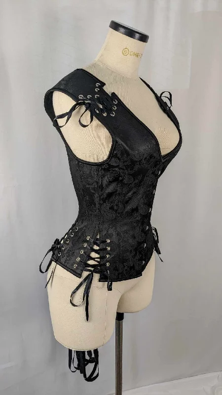 Microfiber corsets for a lightweight optionBlack Brocade Androgynous Low Curve Corset Vest