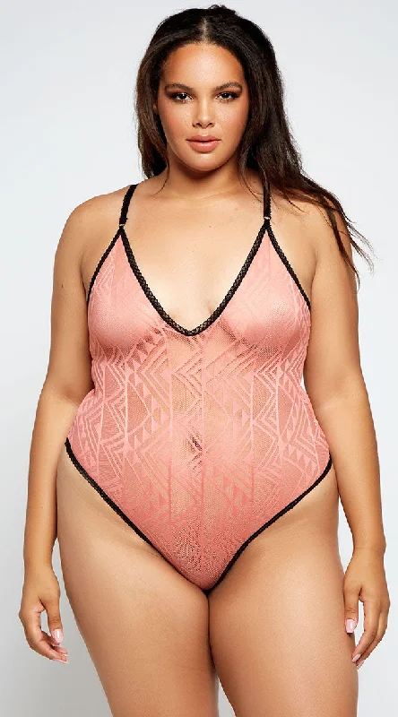 Eco-Friendly Organic Lingerie for Women Plus Size Euphemia Geo Mesh Teddy