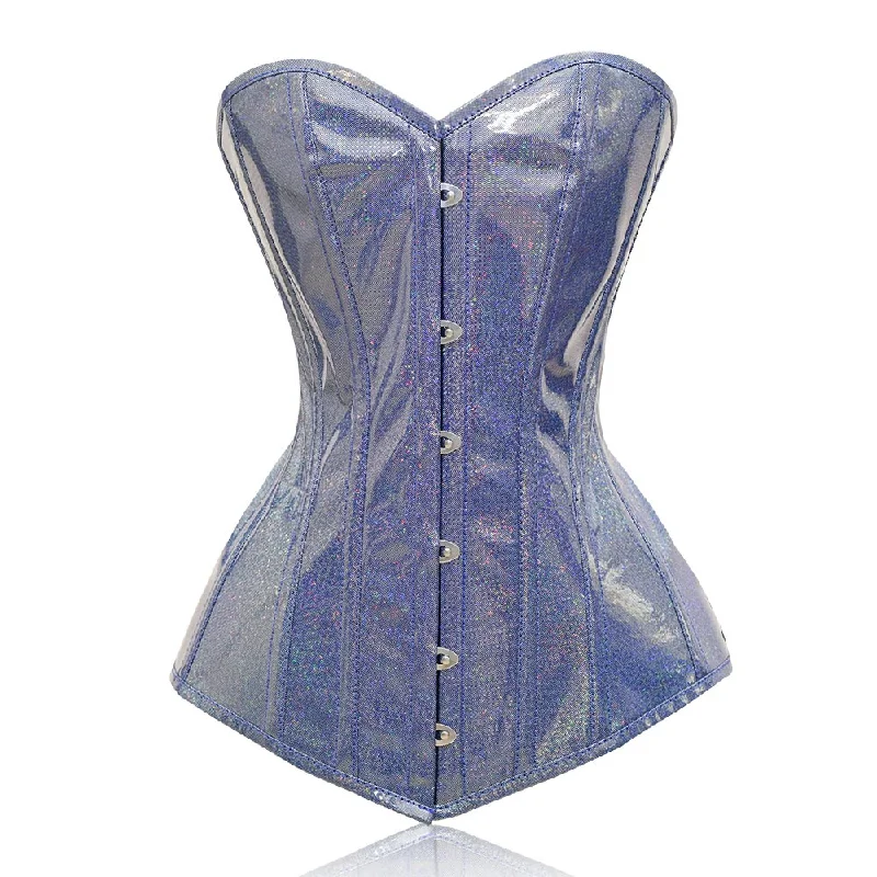 Adjustable - strap bustiers for a customized fitLight Blue Shiny corset -  Over Bust
