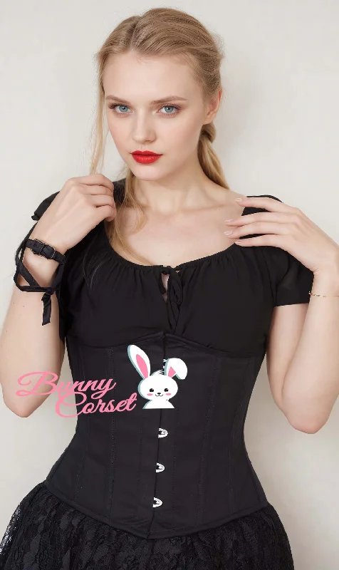 Polka - dot bustiers for a fun and retro appearanceJagger Black Cotton Underbust Corset