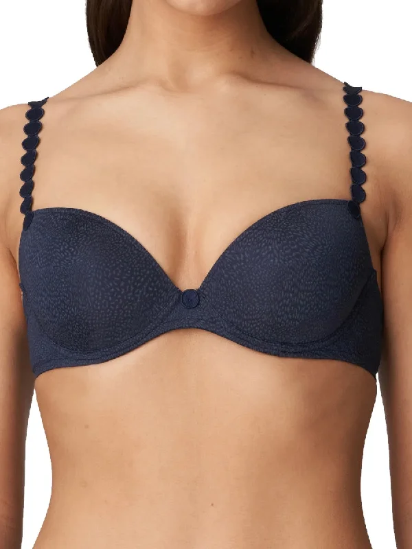 Women's Satin Sleepwear Lingerie Tom Padded Plunge Bra - Majestic Blue