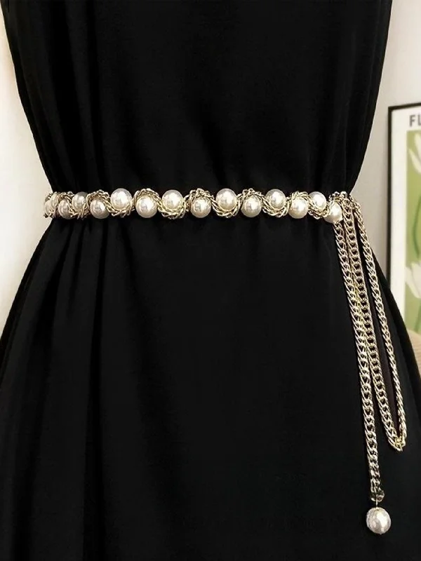 Sexy club dresses for a night of dancing1pc Women's Golden Fashionable Pearl Decor Waist Chain, All-match Accessory To Match Dresses, Shirts, Etc.