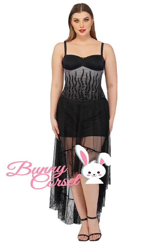 Sports - influenced bustiers with mesh panelsMakenna Mesh Couture Corset