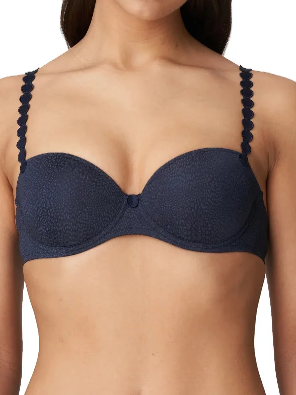 Women's Satin Sleepwear Lingerie Tom Padded Balcony Bra - Majestic Blue