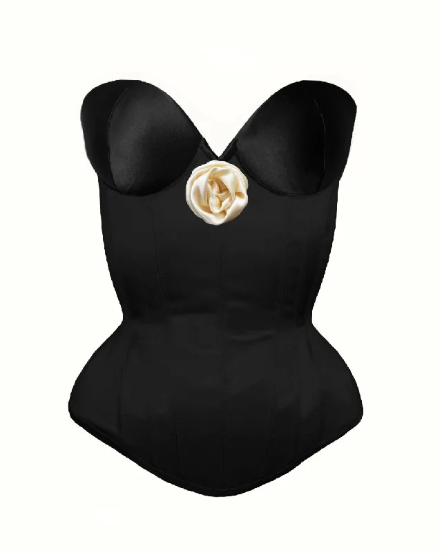 Neoprene corsets for a stretchy and form - fitting styleSilk Cupped Corset with Silk Rose
