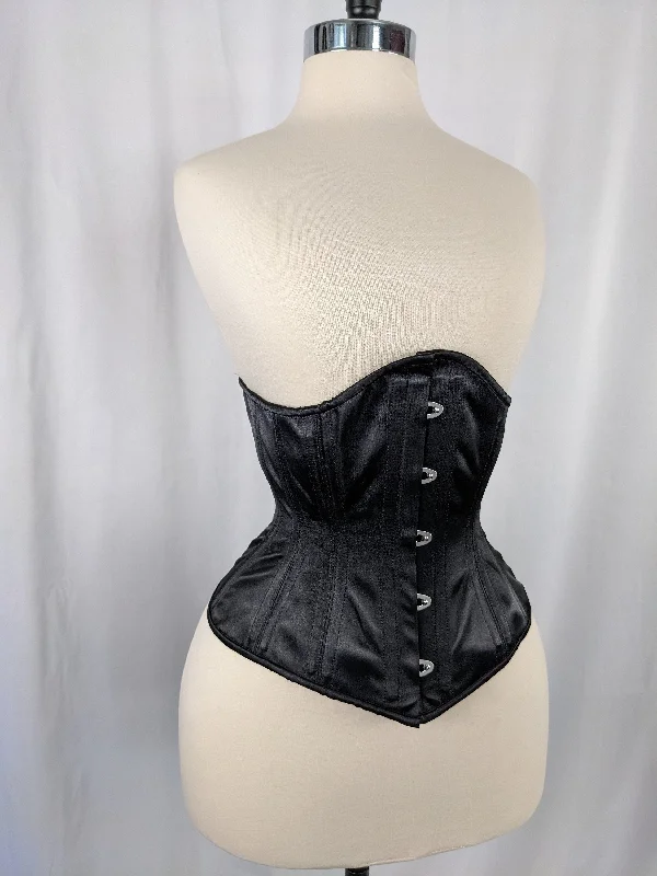 Lace - covered corsets for a feminine touchBlack Satin Steel Boned Mid Hip Underbust Corset