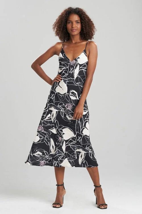 High - necked sexy dresses with a low - back detailHana Fluid Crepe Slip Dress