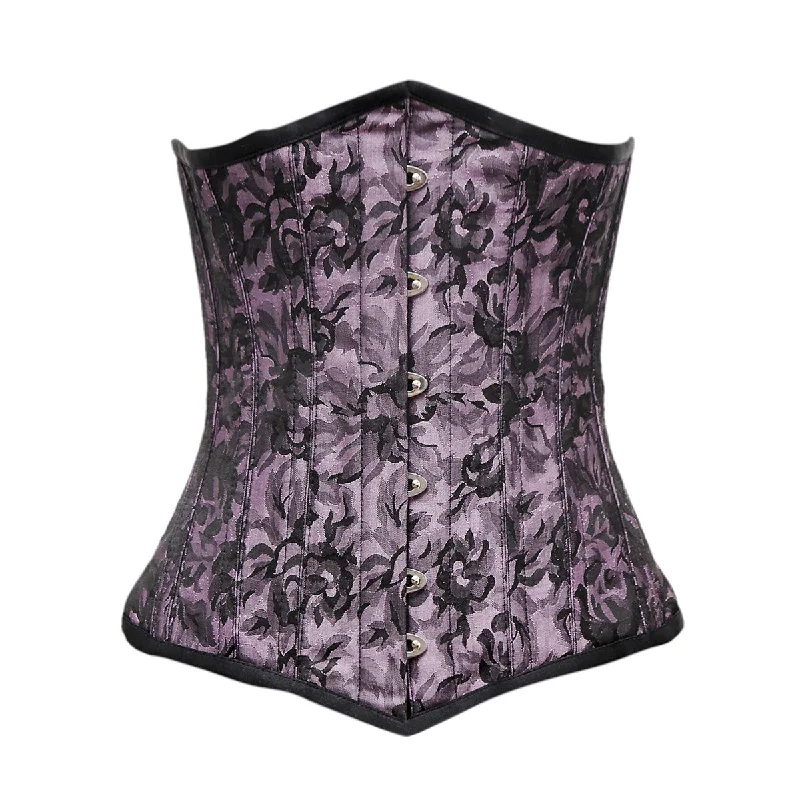 Waist - training corsets for long - term figure shapingPhyllis Lilac Black Brocade Underbust Corset Waist - training corsets for long - term figure shapingPhyllis Lilac Black Brocade Underbust Corset