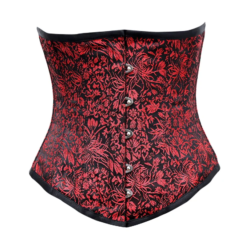 Velvet bustiers for a soft and plush feelLiza Red Black Brocade Underbust Corset