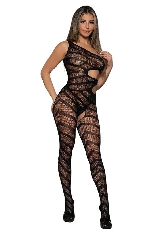 Patterned stockings with polka dotsPlus Size Cutaway Design Bodystocking