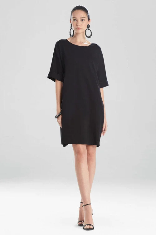 High - necked sexy dresses with a low - back detailLight Weight Ponte T-Shirt Dress