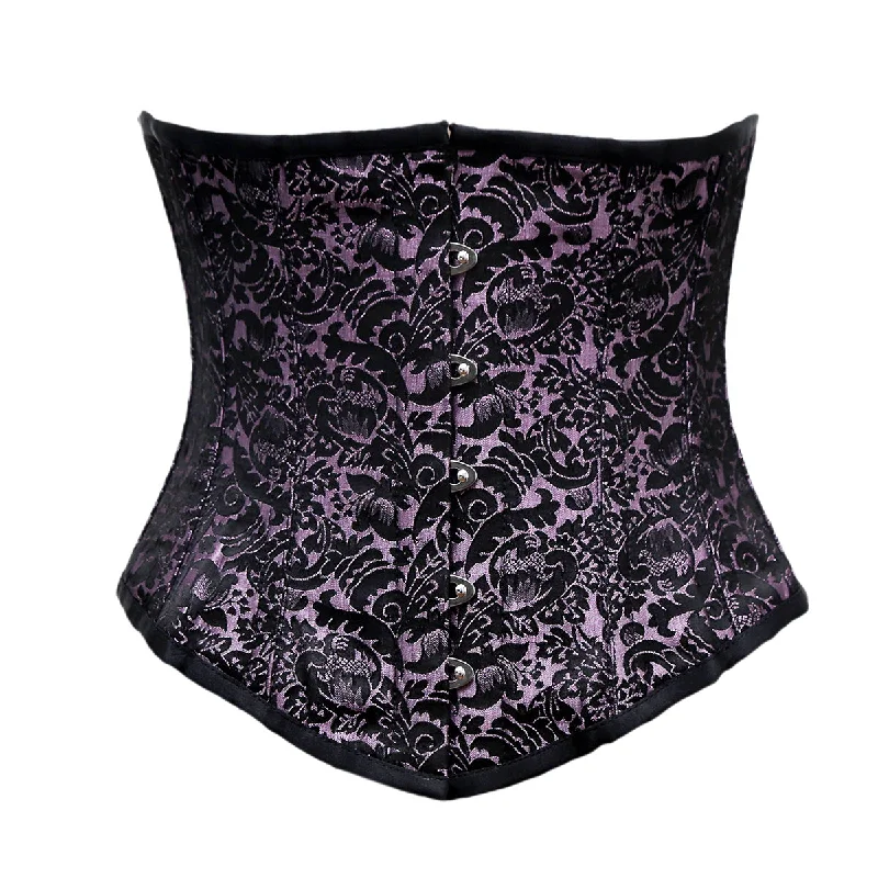 Steampunk - themed bustiers with brass accentsKettler Lilac Black Brocade Underbust Corset