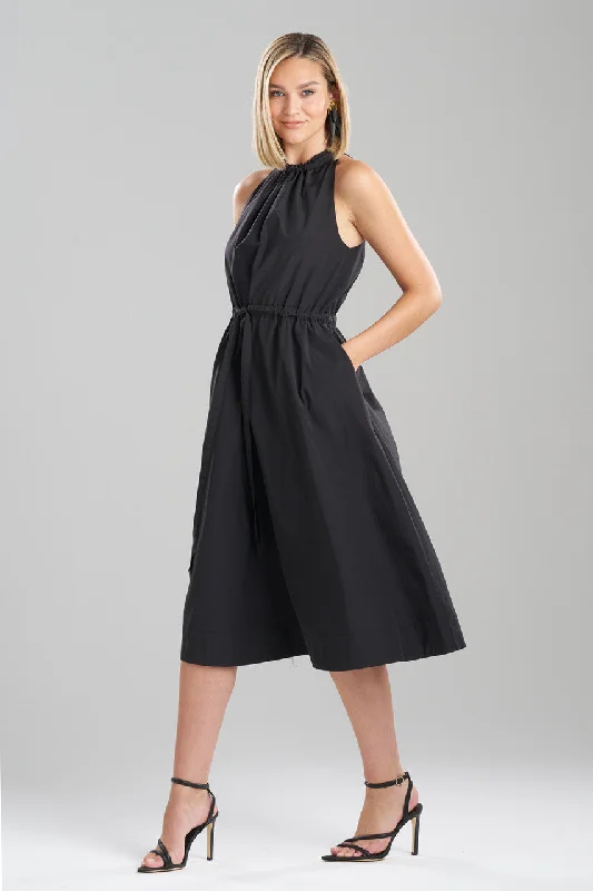 Sexy backless evening dresses with a deep V - cutTechno Poplin Dress