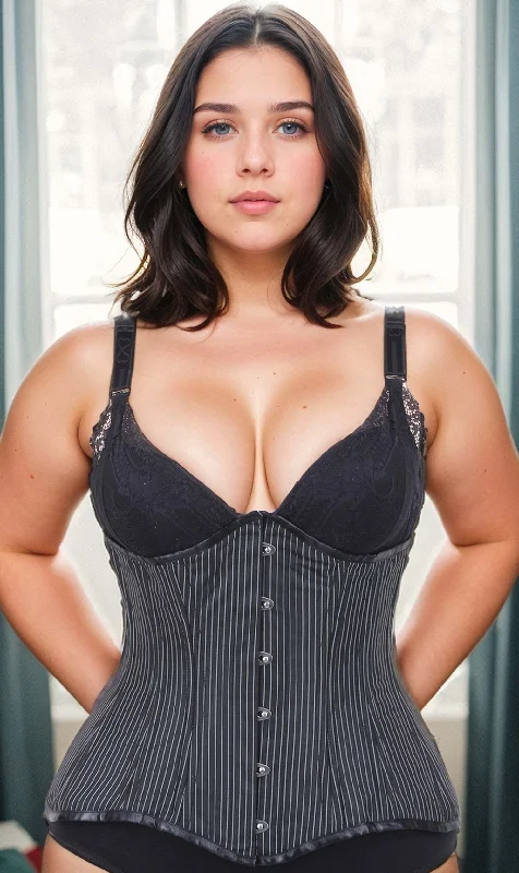 Hypoallergenic bustiers for sensitive skinPlus Size Underbust Pinstripe Longline Corset