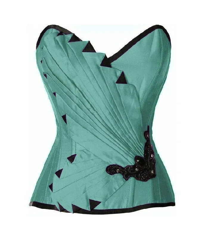 French - style bustiers for a romantic lookCornelius Sea Green Satin/Taffeta Embroidered Overbust Corset