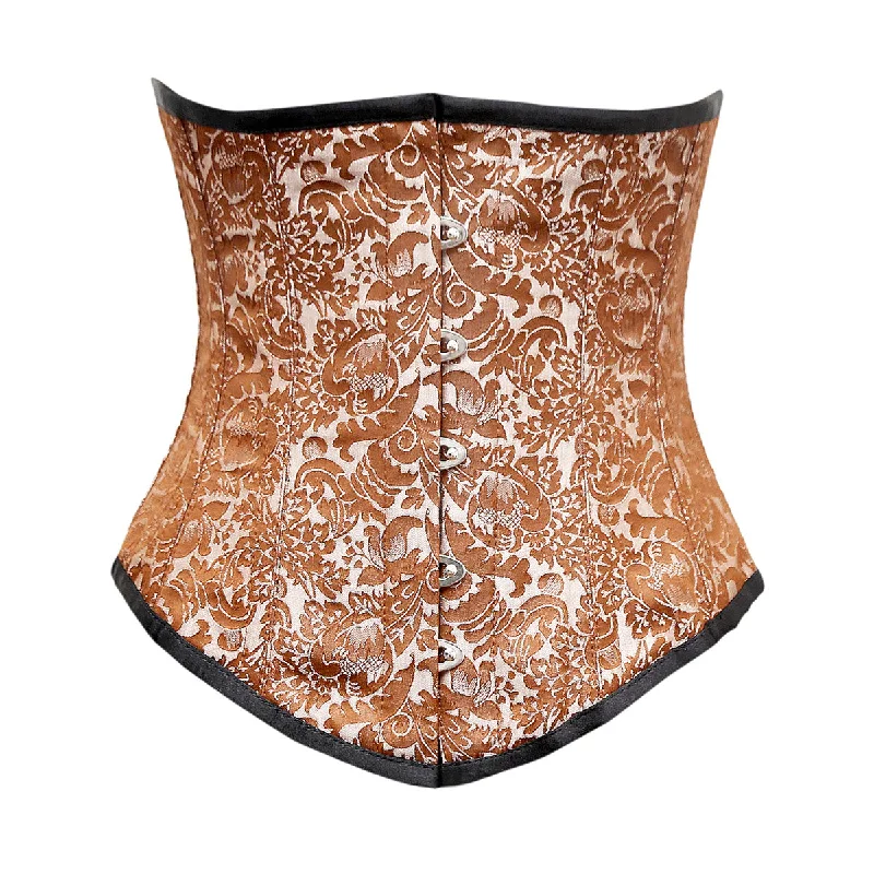 Vintage - style women's bustiers with lace and bowsGinette Brown Silver Brocade Underbust Corset Vintage - style women's bustiers with lace and bowsGinette Brown Silver Brocade Underbust Corset