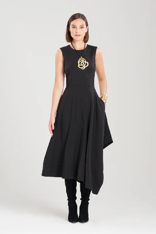 Satin sexy dresses with a shiny finishCrepe Asymmetrical Belted Dress