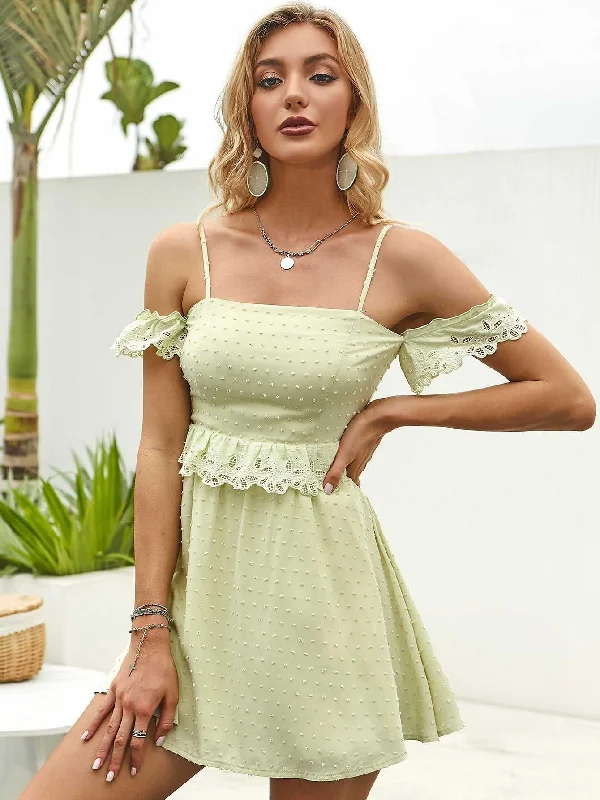 Plaid mini dresses for fall fashion KittenAlarm - Off Shoulder Ruffle Detail Lace Trim Cami Dress Plaid mini dresses for fall fashion KittenAlarm - Off Shoulder Ruffle Detail Lace Trim Cami Dress