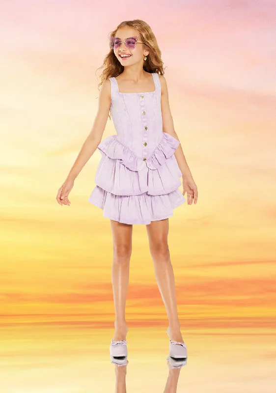 Mini dresses with pom - pom trims for a playful feel Estelle Denim Mini Dress