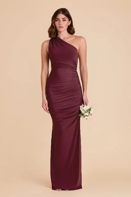 Maternity dress with side ruching to accommodate bump Claudia Luxe Knit Dress - Cabernet Maternity dress with side ruching to accommodate bump Claudia Luxe Knit Dress - Cabernet