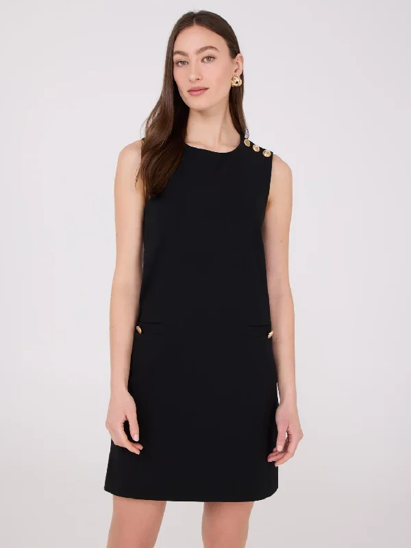 Everyday Dress with Darted Bodice for a Flattering Fit Sleeveless Sheath Dress With Button Details Everyday Dress with Darted Bodice for a Flattering Fit Sleeveless Sheath Dress With Button Details