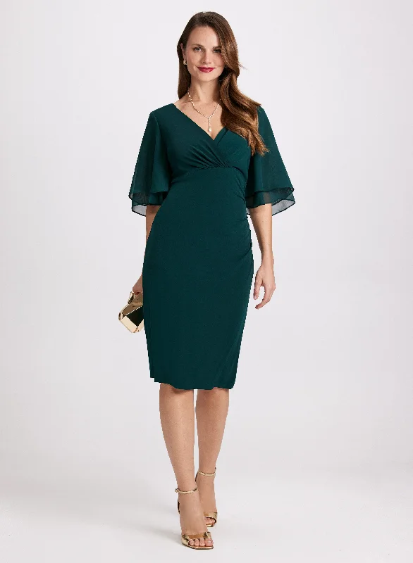 Midi dresses with pleated bodices for a classic and tailored look Ruched Wrap Dress