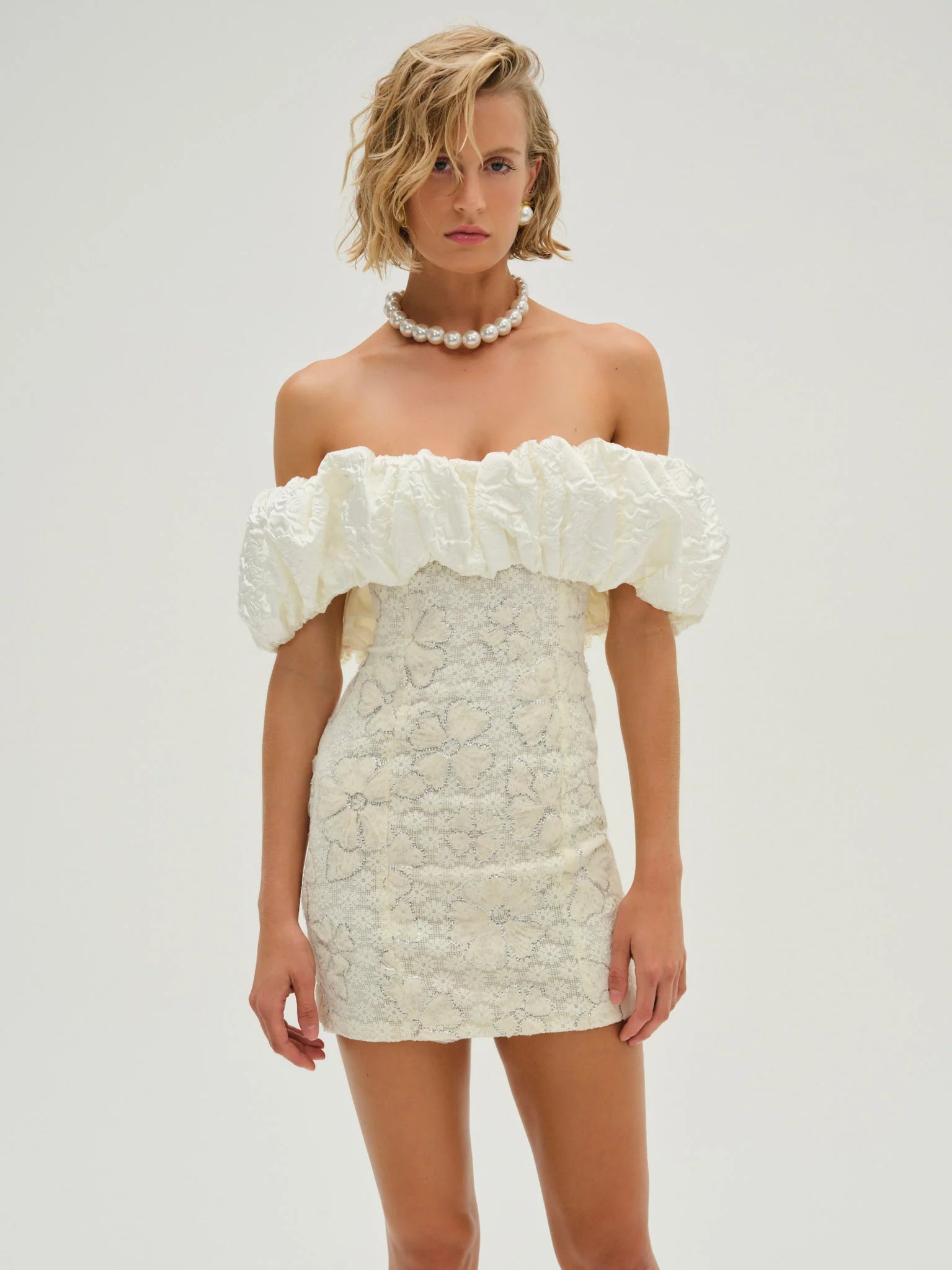 Mini dresses with V - necklines for a flattering shape Snowflake Daisy Satin Mini Dress by For Love and Lemons Mini dresses with V - necklines for a flattering shape Snowflake Daisy Satin Mini Dress by For Love and Lemons