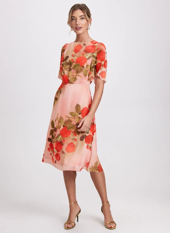 Midi dresses with bow accents for a sweet and charming look Floral Flutter Sleeve Dress Midi dresses with bow accents for a sweet and charming look Floral Flutter Sleeve Dress