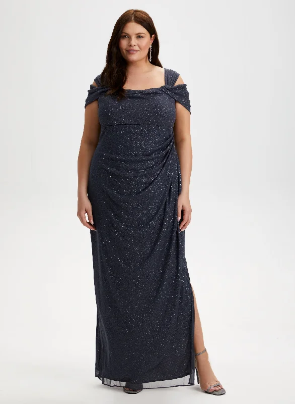 Midi dresses with patchwork patterns for a one - of - a - kind style Bardot Neck Glitter Dress Midi dresses with patchwork patterns for a one - of - a - kind style Bardot Neck Glitter Dress