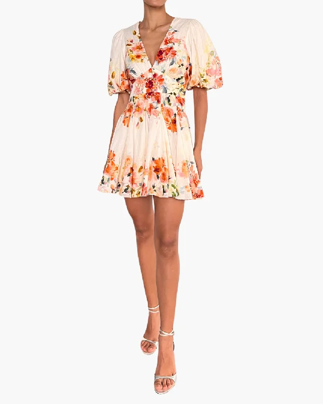 Everyday Dress with Matching Scarf for a Complete Look​ SHORT DRESS IN IVORY FLORAL