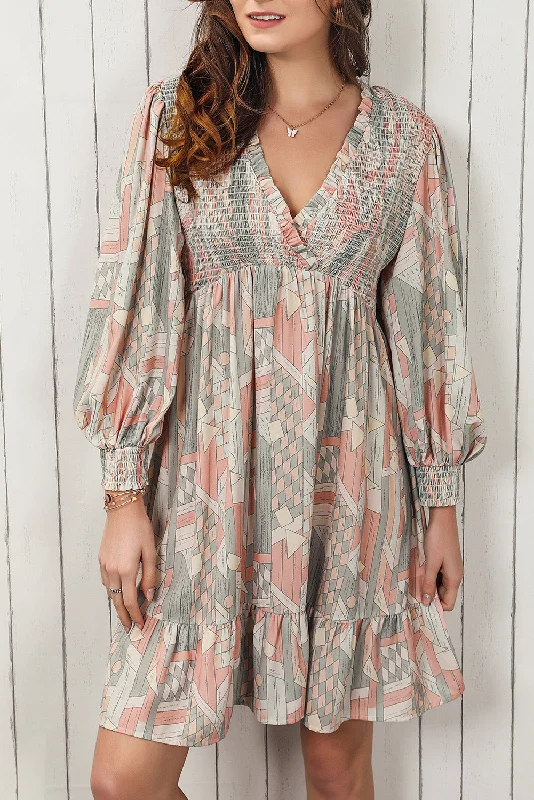 A - line midi dresses with floral prints for spring brunches NEW! Abstract Long Sleeve Ruffle Dress A - line midi dresses with floral prints for spring brunches NEW! Abstract Long Sleeve Ruffle Dress