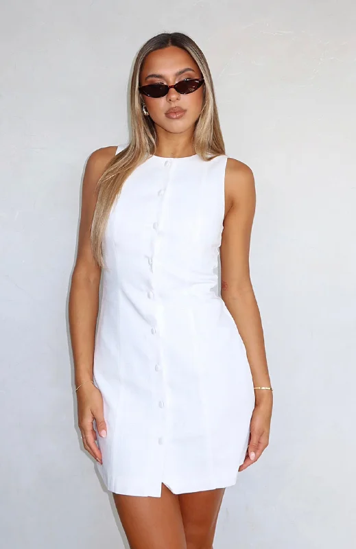 Everyday Dress with Darted Bodice for a Flattering Fit They Don't Know Me Mini Dress White Everyday Dress with Darted Bodice for a Flattering Fit They Don't Know Me Mini Dress White