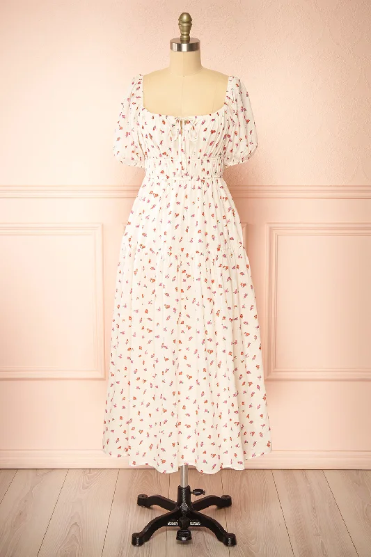 High - low midi dresses with geometric patterns for a modern party Soraya Ivory | Maxi Dress w/ Floral Pattern High - low midi dresses with geometric patterns for a modern party Soraya Ivory | Maxi Dress w/ Floral Pattern