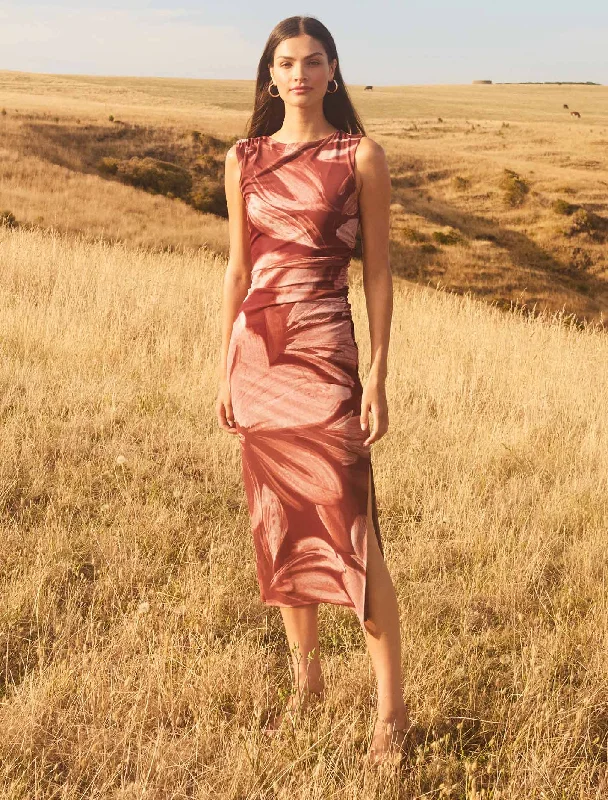  Ally Sleeveless Mesh Midi Dress