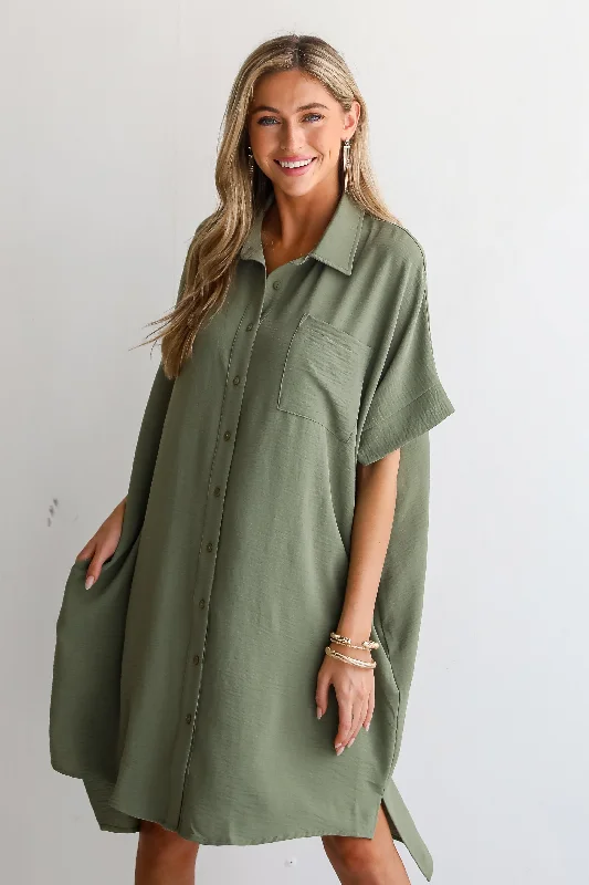 Midi dresses with ribbed textures for a unique and tactile appearance FINAL SALE - Composed Persona Green Button Front Midi Dress Midi dresses with ribbed textures for a unique and tactile appearance FINAL SALE - Composed Persona Green Button Front Midi Dress