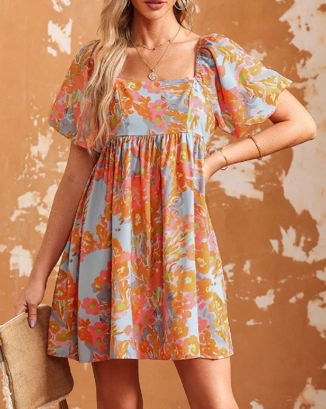 Midi dresses with empire waists for a flattering maternity option Floral Escape Shirring Babydoll Dress Midi dresses with empire waists for a flattering maternity option Floral Escape Shirring Babydoll Dress