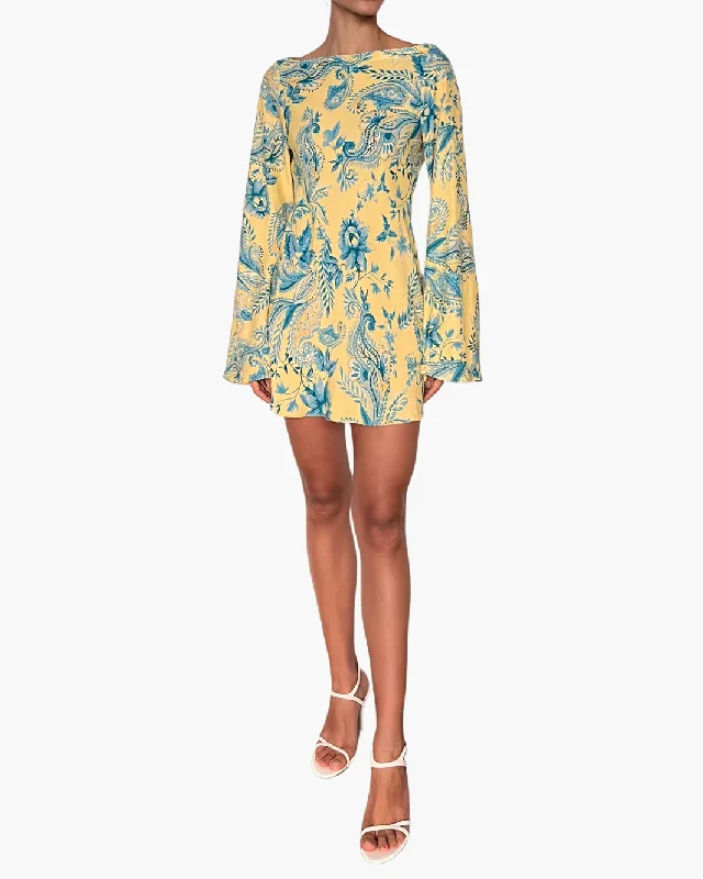 Everyday Dress with Strapless Design for a Glamorous Look MINI BIAS DRESS IN BLUE YELLOW MIX Everyday Dress with Strapless Design for a Glamorous Look MINI BIAS DRESS IN BLUE YELLOW MIX