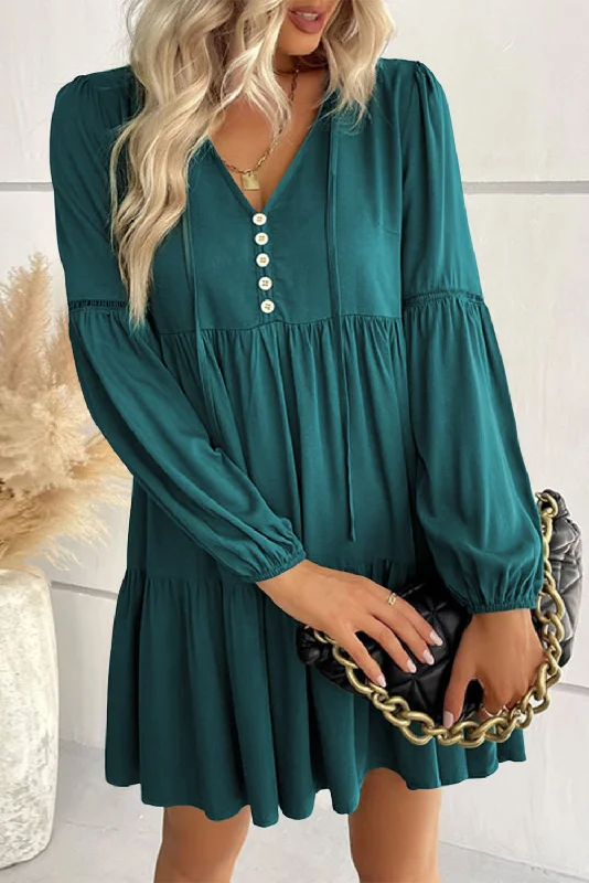 Midi dresses with denim fabric for a casual yet stylish day out Ruffle Tiered Puff Sleeve Dress Midi dresses with denim fabric for a casual yet stylish day out Ruffle Tiered Puff Sleeve Dress