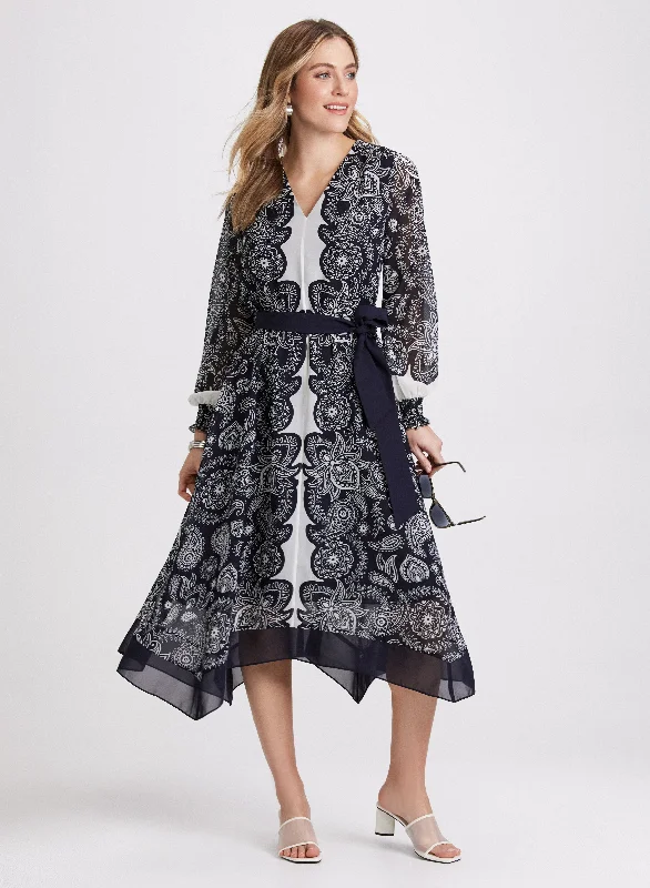Midi dresses with button - down skirts for a unique and functional design Paisley Placement Print Dress Midi dresses with button - down skirts for a unique and functional design Paisley Placement Print Dress