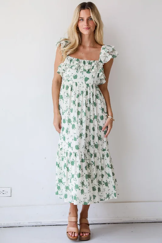 Midi dresses with pleated skirts for a timeless and elegant appeal FINAL SALE - Fabulous Darling Green Floral Midi Dress Midi dresses with pleated skirts for a timeless and elegant appeal FINAL SALE - Fabulous Darling Green Floral Midi Dress