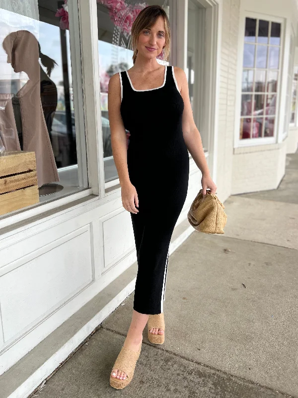 Everyday Silk - like Dress with Flowy Skirt​ Brooke Knit Sleeveless Midi Dress