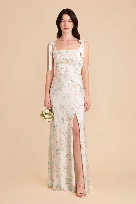 Maternity dress for a dinner date with partner Alex Convertible Dress Matte Satin - Apricot Whimsical Blooms Maternity dress for a dinner date with partner Alex Convertible Dress Matte Satin - Apricot Whimsical Blooms