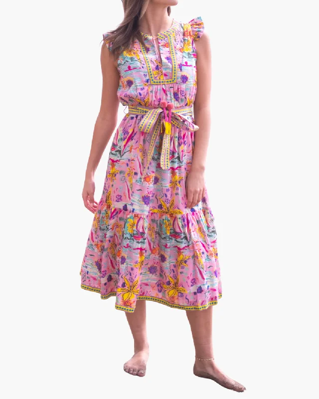 LOLA MIDI DRESS IN SUNSHINE PRINT