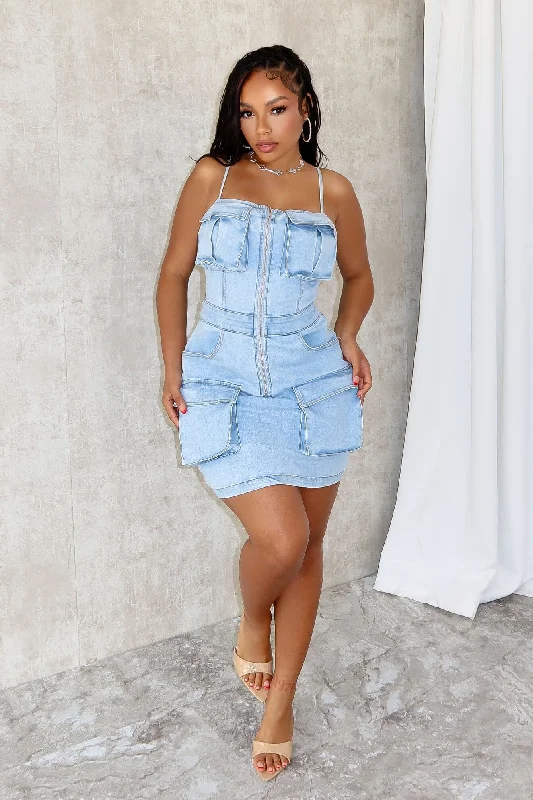  Ice Spice Denim Cami Mini Dress