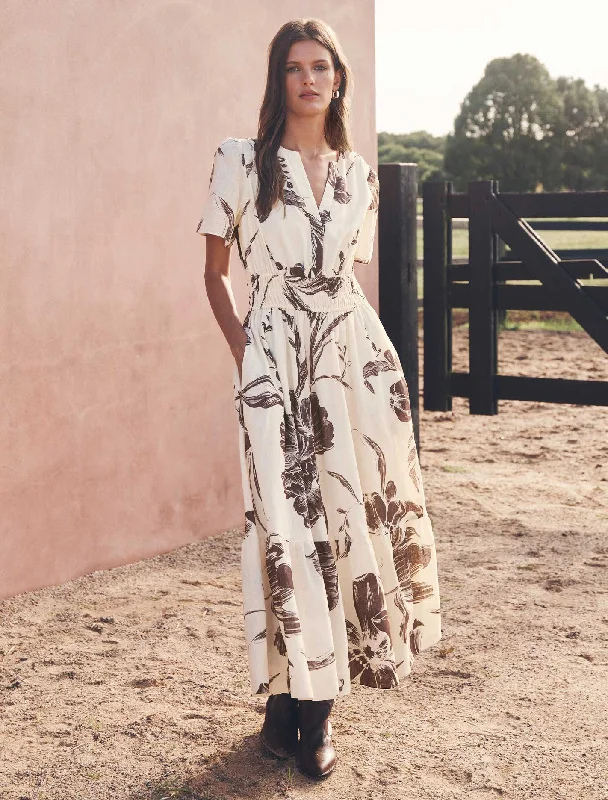 Everyday Dress with Adjustable Hem for Growing Kids or Changing Styles​ Eleanor Short Sleeve Linen Midi Dress