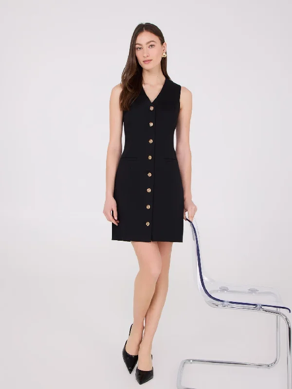 Satin Twill Sleeveless Blazer Dress