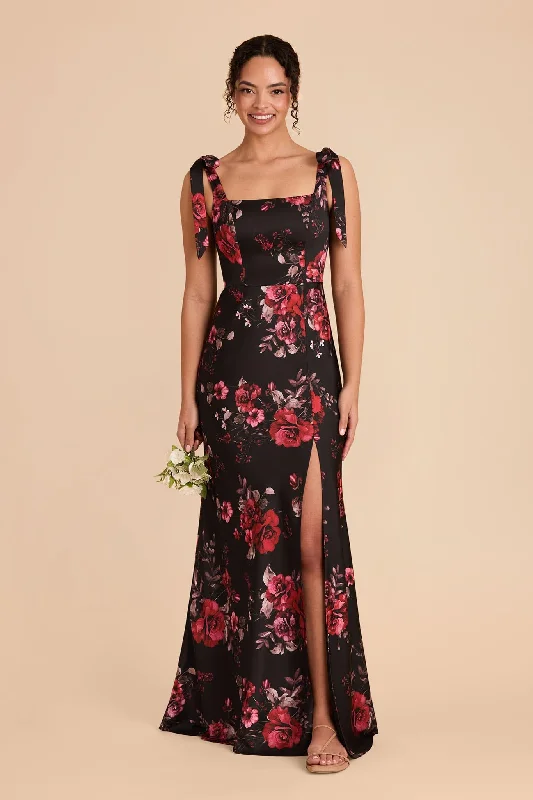 Maternity dress for a winter wonderland event Alex Convertible Dress Matte Satin - Black Fleurs D'Amour Maternity dress for a winter wonderland event Alex Convertible Dress Matte Satin - Black Fleurs D'Amour